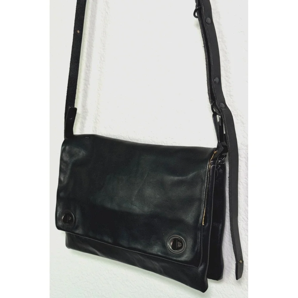 Delle Cose Poste Italia Black Leather Crossbody Italian Made Purse Dust Cover